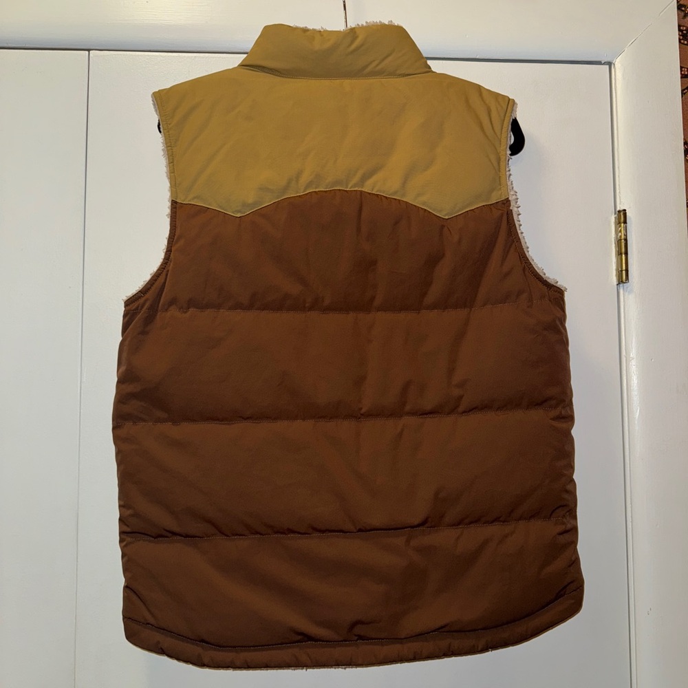PATAGONIA Reversible Bivy Down Vest Brown Tan Men’s Size Small - Picture 3 of 8